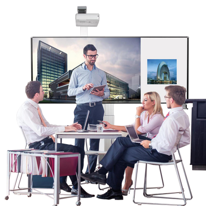 Conen Whiteboard Deluxe 130 Board For Different Pen-operated Projectors 3 M Wide, Electric Height Adjustable, For Wall Mounting With Floor Plate