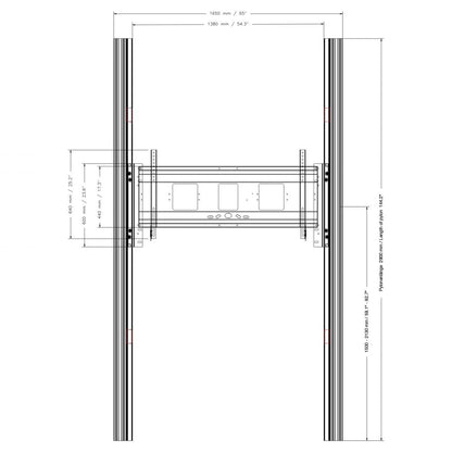 Conen PYF1-IFPD-W Wall Mounted 2 Pylon Sliding System For Displays From 65-86" Manually Height-adjustable With Pulley And Counter Weight