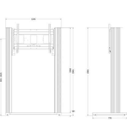 Conen PYKL-IFPD-HW Freestanding Counterweight Pylon-system For Monitors From 65-86" Manually Height Adjustable With 2 Whiteboard Wings