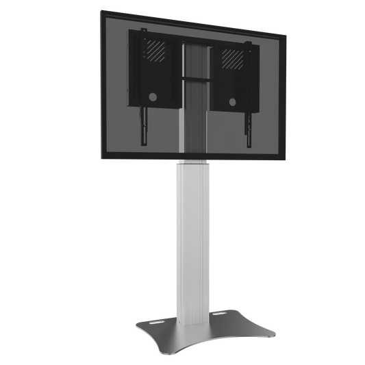 Conen RLI10070PK Height Adjustable Display And Monitor Stand, Lite Series With 70 Cm Of Vertical Travel Column Silver, Anti-collision, Floor Plate