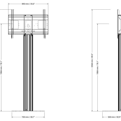 Conen SCETANHVP17 Monitor Stand And Monitor Wall Mount, Center Of Display 192 Cm Column Silver Anodized, Fixed Height, Floor Plate
