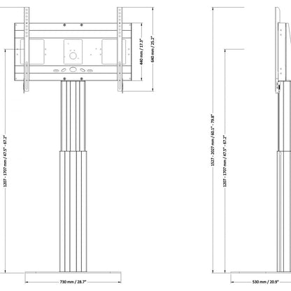 Conen SCETAPB Motorized Display Stand With 50 Cm Of Vertical Travel Column Black Anodized, Center Of Display 121- 171 Cm, Floor Plate
