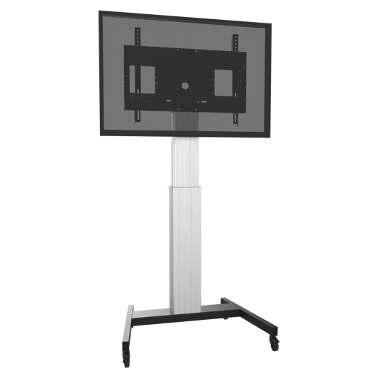 Conen SCETAVXL Motorized Mobile Flat Screen Tv Cart, 50 Cm Of Vertical Travel Column Silver Anodized, V-style Base