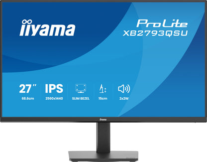 iiyama ProLite XB2793QSU-B1 computer monitor 68.6 cm (27") 2560 x 1440 pixels Quad HD LED Black