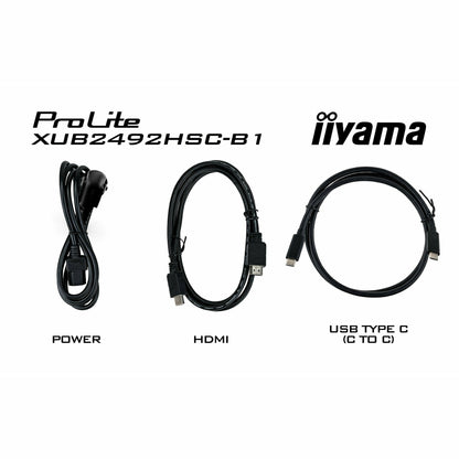 iiyama ProLite XUB2492HSC-B1 24" IPS LCD USB-C Display with 65W Charging and Height Adjustable Stand