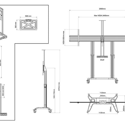 Multibrackets M Motorized Public Floorstand Wide VESA 2400 x 600