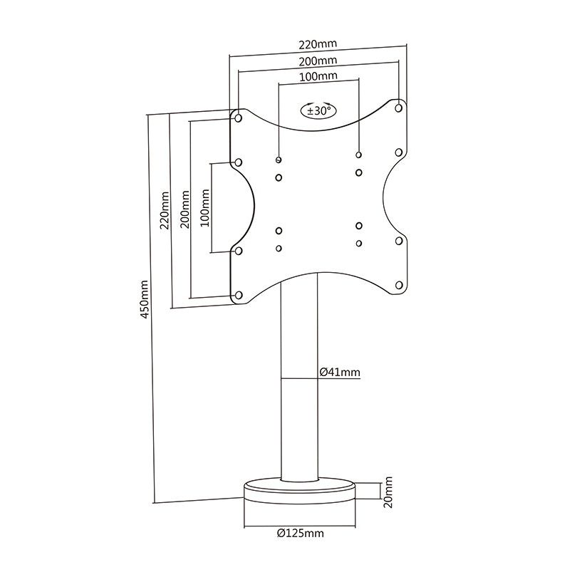 Multibrackets M VESA Bolt Down TV-mount Turn 200 MAX