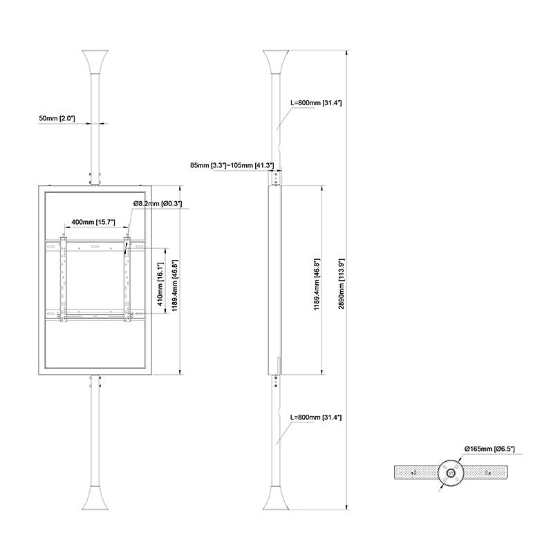 Multibrackets M Pro Series - Enclosure 50" Floor to Ceiling Medium White