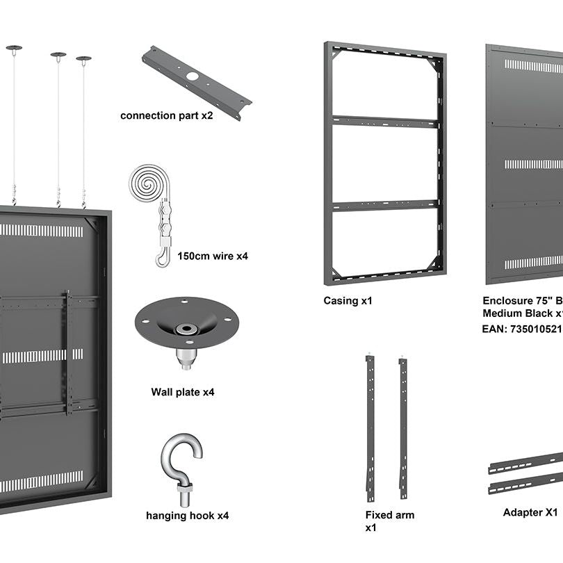 Multibrackets M Pro Series Enclosure 75" Wire Medium Black