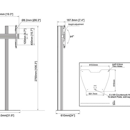 Multibrackets M Floorstand Column Pro MBFSC1U 270 Micro Adjustable