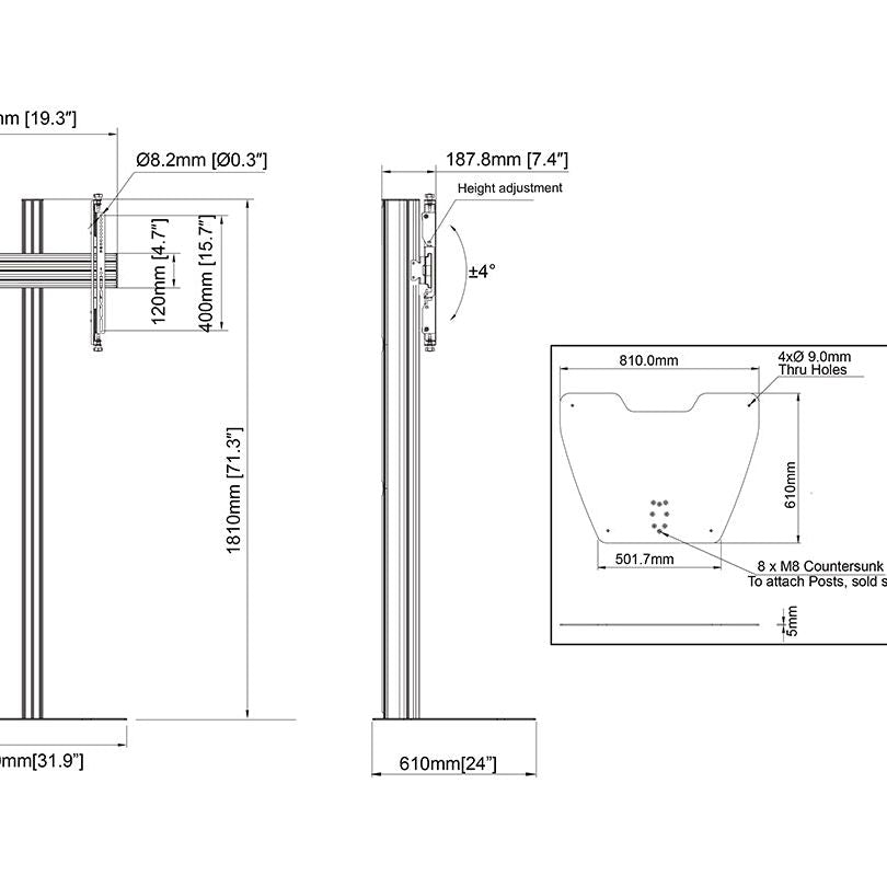Multibrackets M Floorstand Column Pro MBFSC1U 180 Micro Adjustable