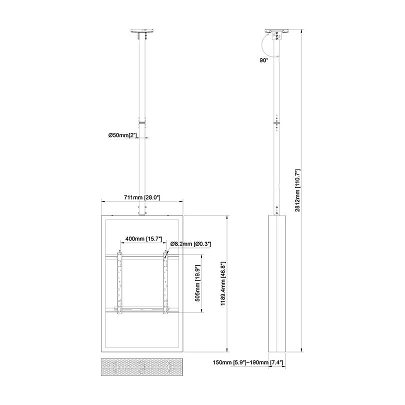 Multibrackets M Pro Series - Enclosure 50" Ceiling Medium B2B Black