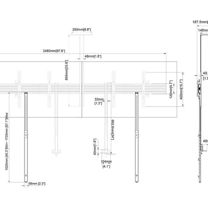 Multibrackets M Pro Series - Collaboration Side by Side 75" Floorsupport
