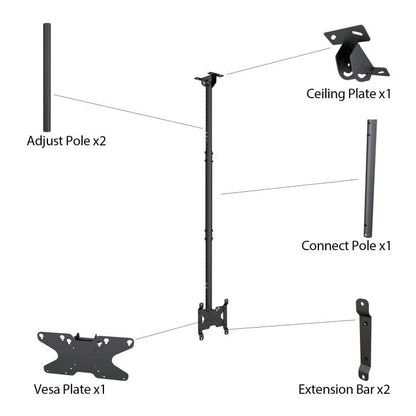 Multibrackets M Public Ceilingmount Small Single Black 1500