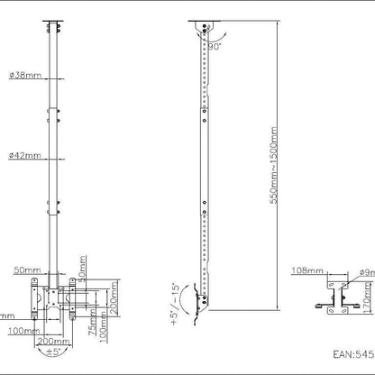 Multibrackets M Public Ceilingmount Small Single Black 1500