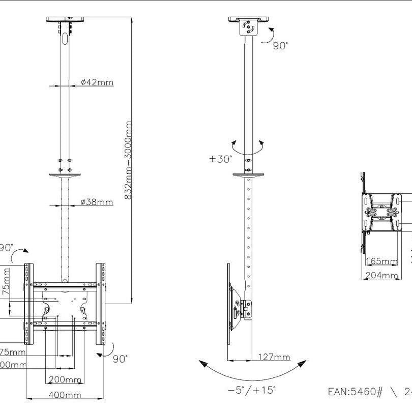 Multibrackets M Public Ceilingmount Medium Single 3000