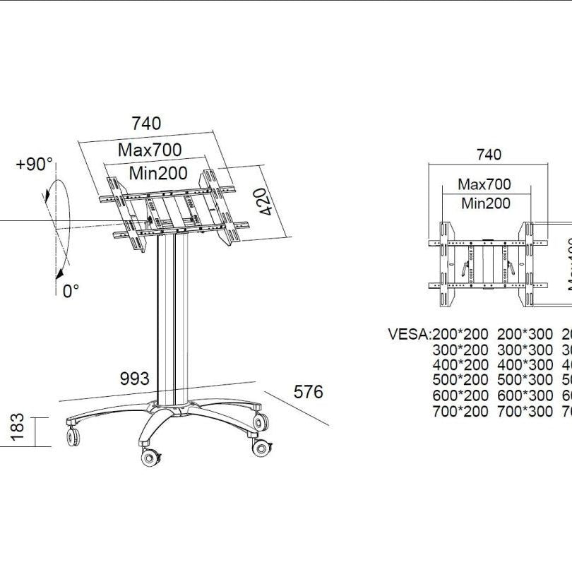 Multibrackets M Public Display Stand 110 HD Tilt & Table Black