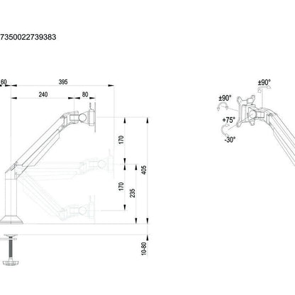 Multibrackets M VESA Gas Lift Arm Desk or Wall Basic White