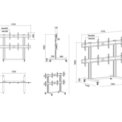 Multibrackets M Public Video Wall Stand 4-Screens 40-55" Black