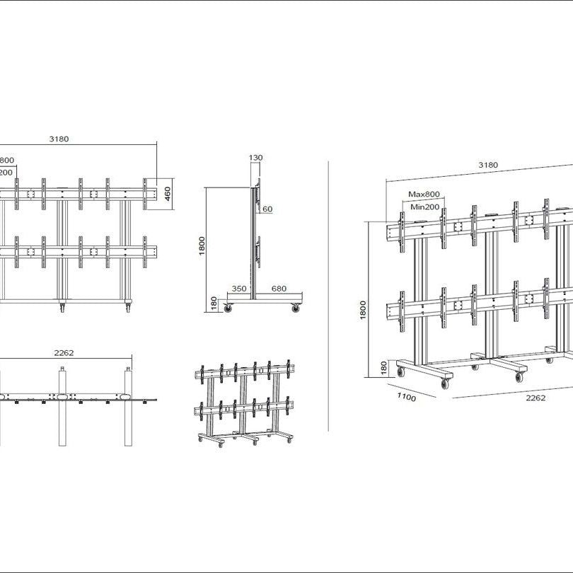 Multibrackets M Public Video Wall Stand 6-Screens 40-55" Black