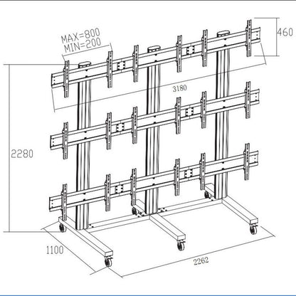 Multibrackets M Public Video Wall Stand 9-Screens 40-55" Black