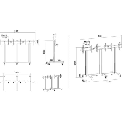 Multibrackets M Public Video Wall Stand 3-screens 40-55" Black
