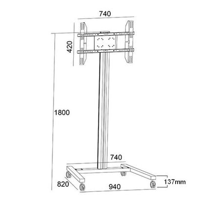 Multibrackets M Display Stand 180 Entry Level 180cm Trolley AV Cart Black