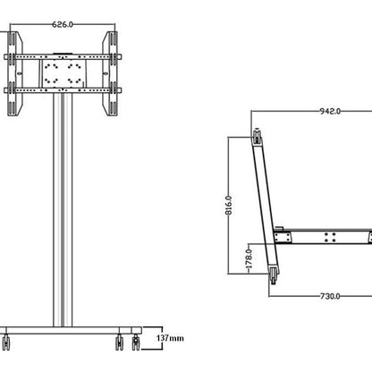 Multibrackets M Display Stand 180 Entry Level 180cm Trolley AV Cart Black