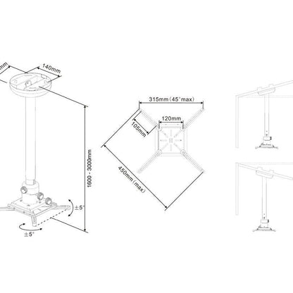 Multibrackets M Universal Projector Ceiling Mount 1600-3000 with Fine tune