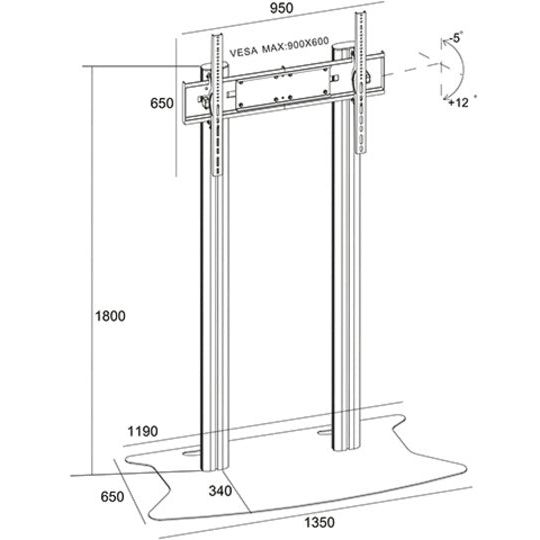 Multibrackets M Public Display Stand 180 Dual Pillar Floorbase, Flight Case