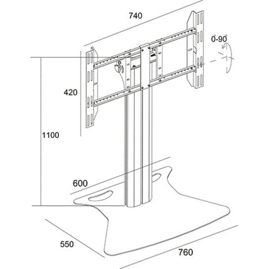 Multibrackets M Public Display Stand 110 Tilt & Table Floorbase, Flight Case