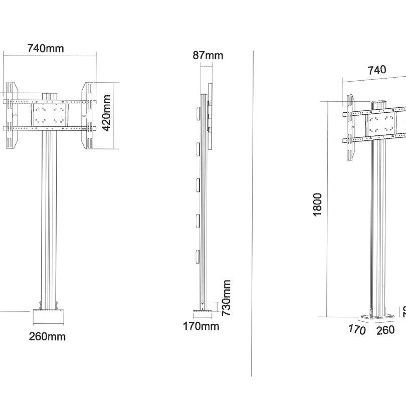 Multibrackets M Display Stand 180 Single Silver w. Floormount