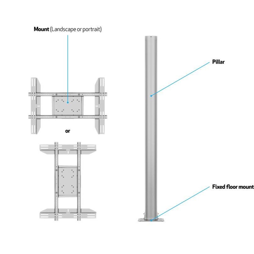 Multibrackets M Display Stand 180 Single Silver w. Floormount