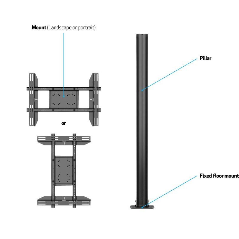 Multibrackets M Display Stand 180 Single Black w. Floormount