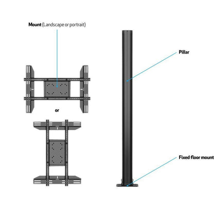 Multibrackets M Display Stand 180 Single Black w. Floormount