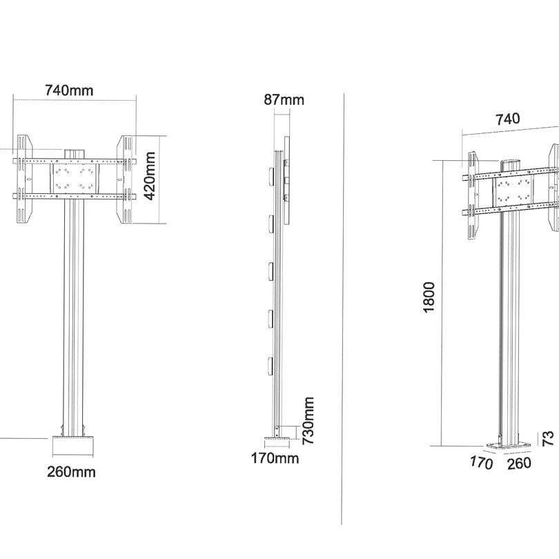 Multibrackets M Display Stand 180 Single Black w. Floormount
