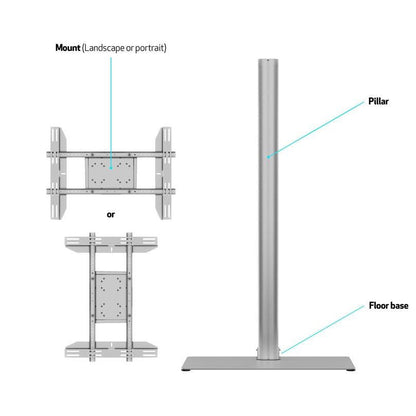 Multibrackets M Display Stand 180 Single Silver w. Floorbase