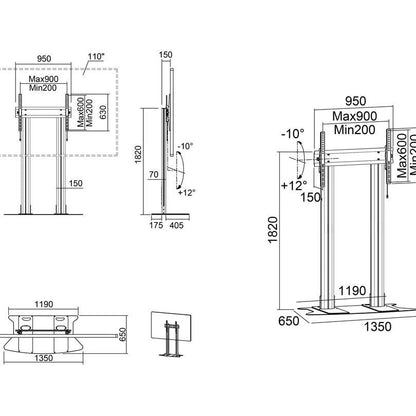 Multibrackets M Public Display Stand 180 Dual Pillar Floorbase Silver