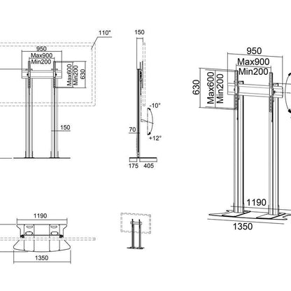 Multibrackets M Public Display Stand 210 Dual Pillar Floorbase Silver