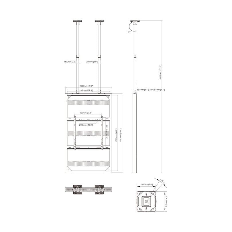 Multibrackets M Pro Series Enclosure 75" Ceiling Large Black