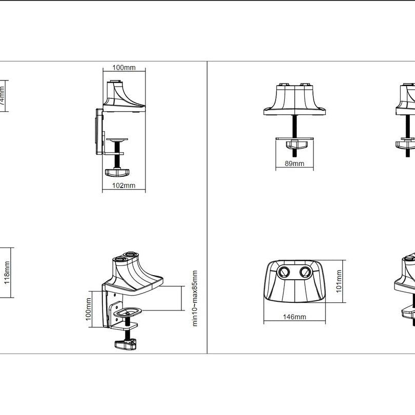 Multibrackets M Deskmount Gas Spring Dual Silver