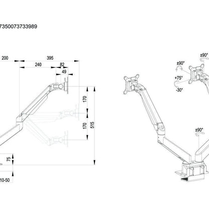 Multibrackets M VESA Gas Lift Arm Dual Side by Side White