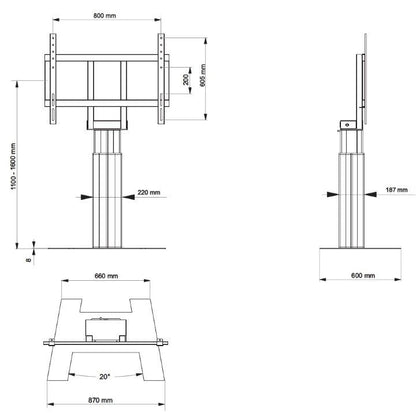 Multibrackets M Motorized Public Floorbase 160kg Black SD