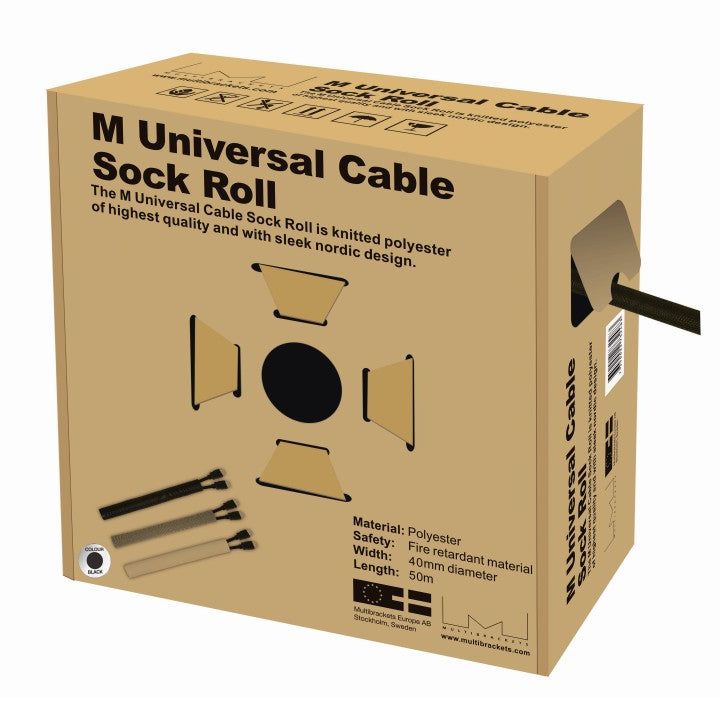 Multibrackets M Universal Cable Sock Roll Black 40mm-W 50m-L