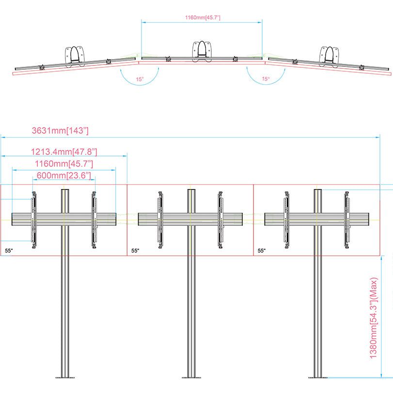 Multibrackets M Pro Series - Video Wall Floormount MBFMC3x1U
