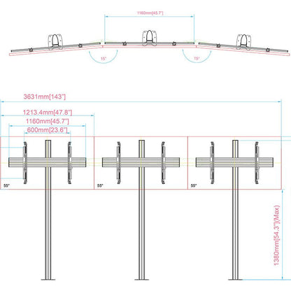 Multibrackets M Pro Series - Video Wall Floormount MBFMC3x1U