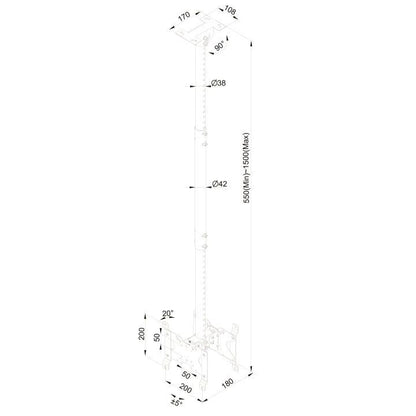 Multibrackets M Public Ceilingmount Small Back to Back Black 1500