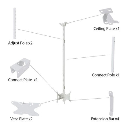 Multibrackets M Public Ceilingmount Small Back to Back White 1500
