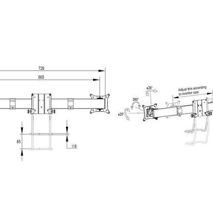 Multibrackets M VESA 75 100 Duo Crossbar with handle White