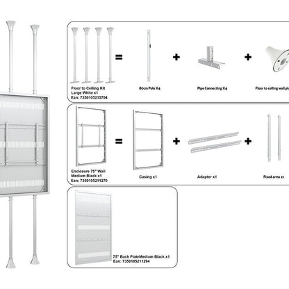 Multibrackets M Pro Series Enclosure 75" Floor to Ceiling Medium White